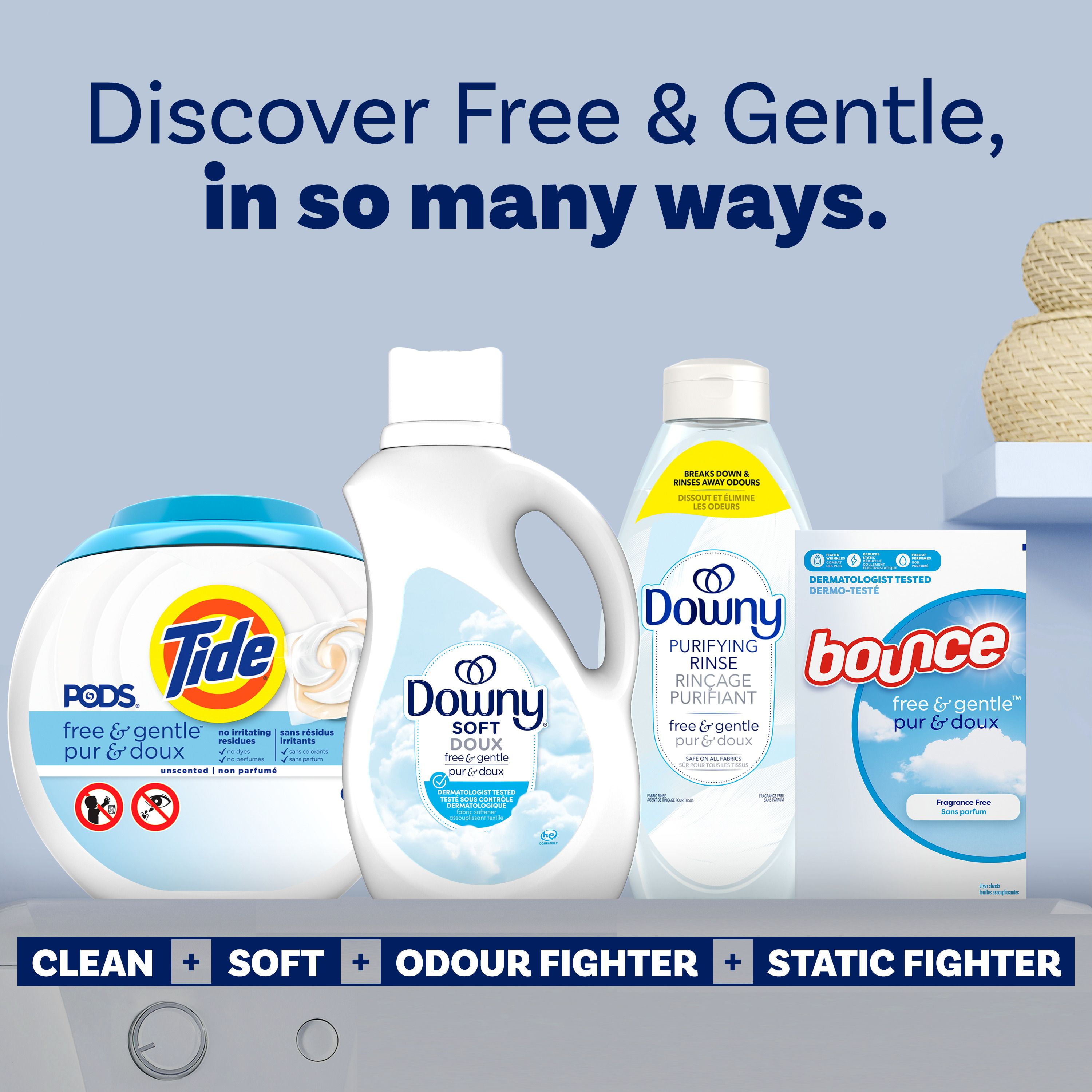 Downy Ultra Free & Gentle Laundry Liquid Fabric Softener (Fabric Conditioner), Hypoallergenic, 3.29L