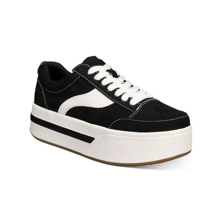 

WILD PAIR Womens Black Patterned Comfort Round Toe Platform Lace-Up Sneakers 7 M