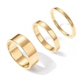 thumbnail image 4 of Juego de 3 anillos de acero inoxidable chapados en oro de 18 quilates al por mayor de Europa y Estados Unidos, anillo apilable de oro simple para mujer, 4 of 4
