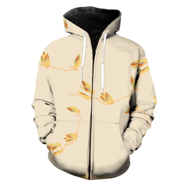 Sudadera con capucha y cremallera para hombre, diseño de flores de magnolia, unisex, informal, estilo Harajuku, divertida, de manga larga, gran oferta 2024, estilo hip hop, de gran tamaño, con estampa