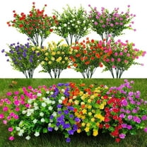 Gosuguu Artificial Flowers, 8 Bundles of Fake Flowers, Faux Plastic Plants for Home and Office Decor, No Fade Silk Flowers, Indoor Landscaping