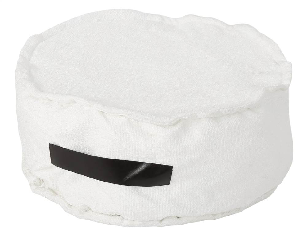 Fabric Round Bean Bag Ottoman in White