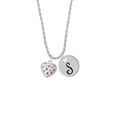 thumbnail image 2 of Delight Jewelry Silvertone White Resin Heart with Spring Crystals Silvertone Script Initial Disc - S - Charm Necklace, 20"+3", 2 of 4