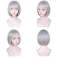 thumbnail image 3 of Peluca Aida azul Grey Bob 30 cm para mujer con flequillo sintético, 3 of 6