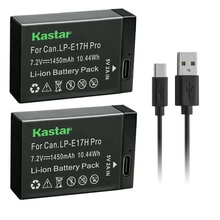 Kastar 2-Pack LP-E17H Pro Battery W/ Type-C Cable Compatible with Canon LP-E17 LP-E17H 9967B02 Battery Canon EOS 750D EOS 760D EOS 800D EOS 850D EOS 8000D EOS RP EOS R10 Mirrorless Camera
