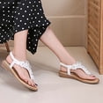 thumbnail image 2 of Ruyang Women's Flat Sandals, Comfortable Boho Beaded Dressy Summer Flat Casual Ankle Strap Elastic Slip on Beach Sandal, 2 of 5