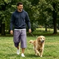 thumbnail image 3 of Men's Baggy Lounge Capri Pants Cotton Long Below Knee Stretchable Sweat Shorts Athletic Casual Straight Wide Legs Pants with Pockets Purple L, 3 of 9