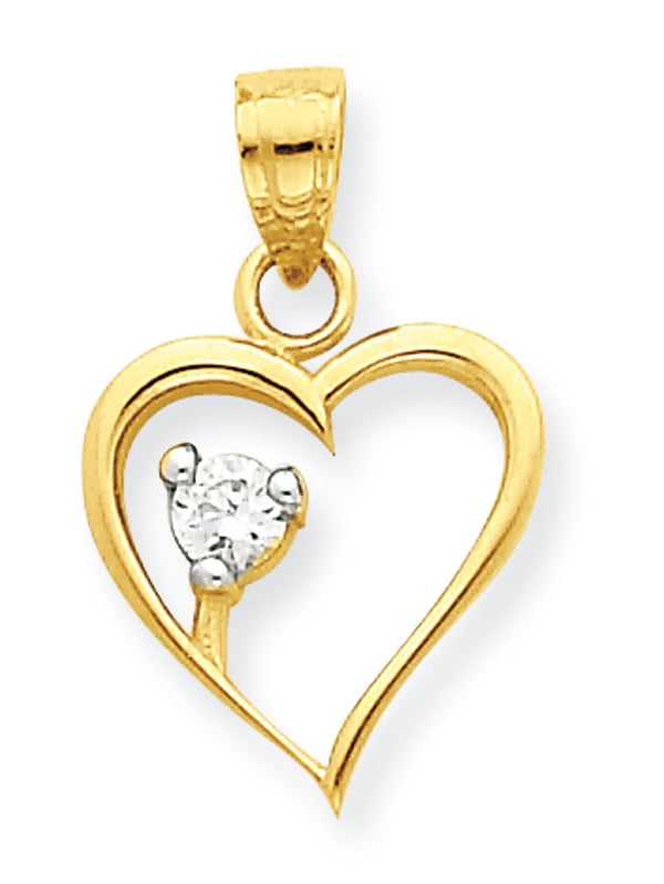 Kevin Jewelers 10k Yellow Gold CZ Heart Pendant