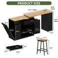 thumbnail image 5 of Uforic Extendable Kitchen Island with Power Outlets & 2 Stools, Kitchen Island Cart with Trash Storage Compartment, Black, 5 of 8