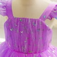 thumbnail image 6 of AUNVITO Girls Flutter Sleeve Sequin Mesh Tulle Puffy Dress Round Neck Princess Gown Evening Party Dress Luxury, 6 of 7