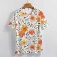 thumbnail image 3 of Floral Colorful Flower Womens Tops Women's Fashion Casual Short Sleeve Flower Print Round Neck Pullover Top Blouse, 3 of 6
