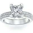 thumbnail image 1 of 2 7/8ct Princess Cut Pave Diamond Engagement Ring 14K White Gold, 1 of 3