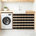 thumbnail image 2 of Black Striped Small Sink Skirt, Bathroom Vanity Cabinet Adhesive Curtain, Farmhouse Country Minimalist Tan Stripes Utility Under Sink Cover Decorative Kitchen Cabinet Curtains 10"x11", 2 of 8