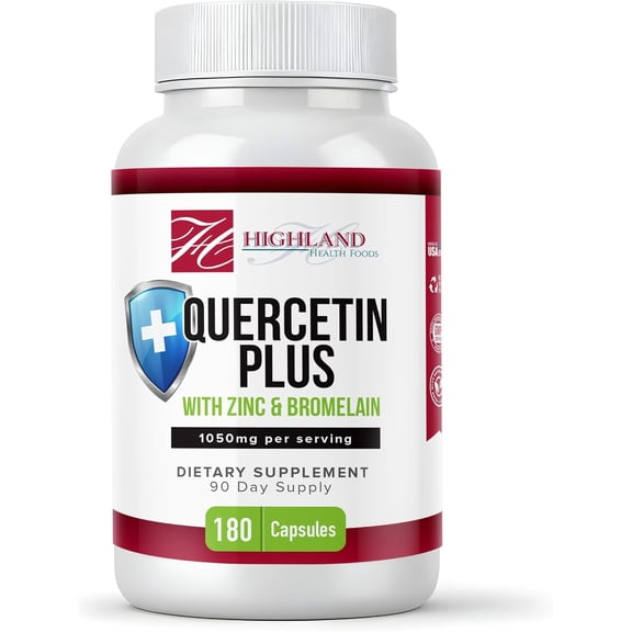 Quercetin Plus Bromelain and Zinc 180 Capsules - Immune Support Supplement for Adults, Teens, Seniors - Quercetin with Bromelain for Immune Support