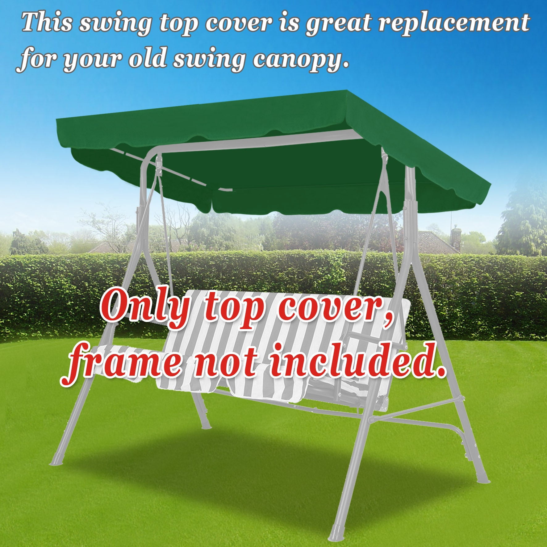 SOLAXO 73"x52" Patio Swing Canopy Replacement Top Outdoor Seater Porch Swing Canopy Cover, Cover ONLY, Green
