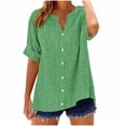 thumbnail image 1 of Camisetas Casuales de Manga Corta con Cuello en V Impreso Botón de Verano Suelto Y de Moda, 1 of 5