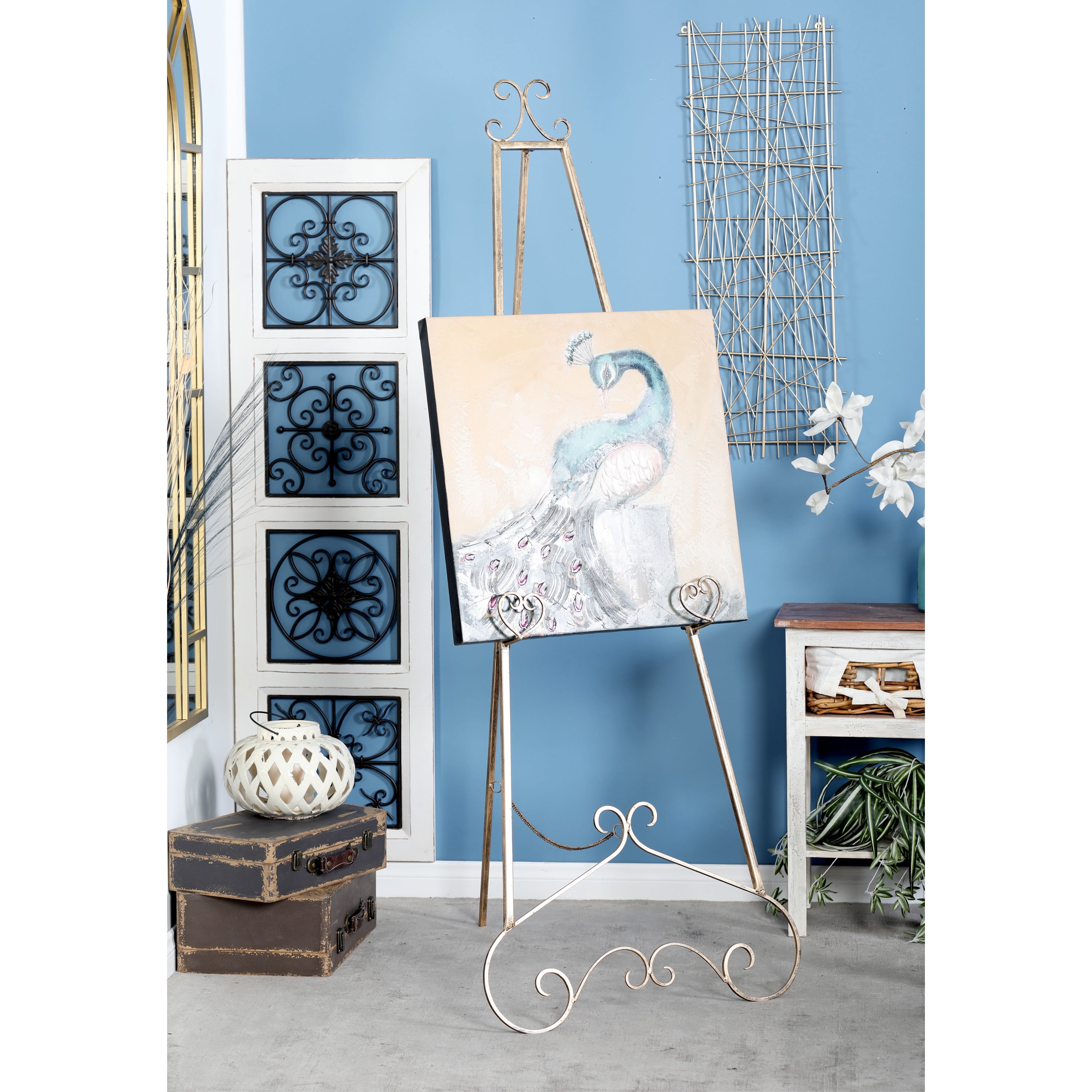 DecMode 4W, 9H Multi Colored Metal Scroll Tabletop Display Easel,  3-Pieces 