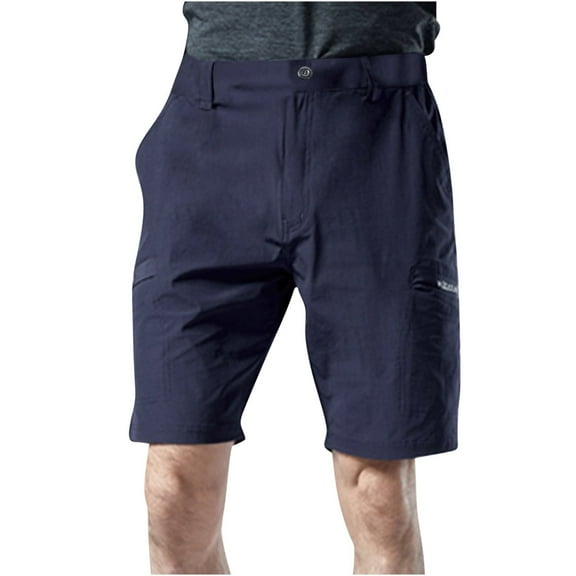HOOMEUMY Men's Summer Quick Dry Cargo Shorts Lightweight Outdoor Sports Hiking Camping Fishing Zip Pockets Multi-Pockets Stretch Fabric Breathable Short Pants Blue S