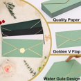 TRAHOO50 pcs Sage Green Business Envelope with VFlap, Gold Border