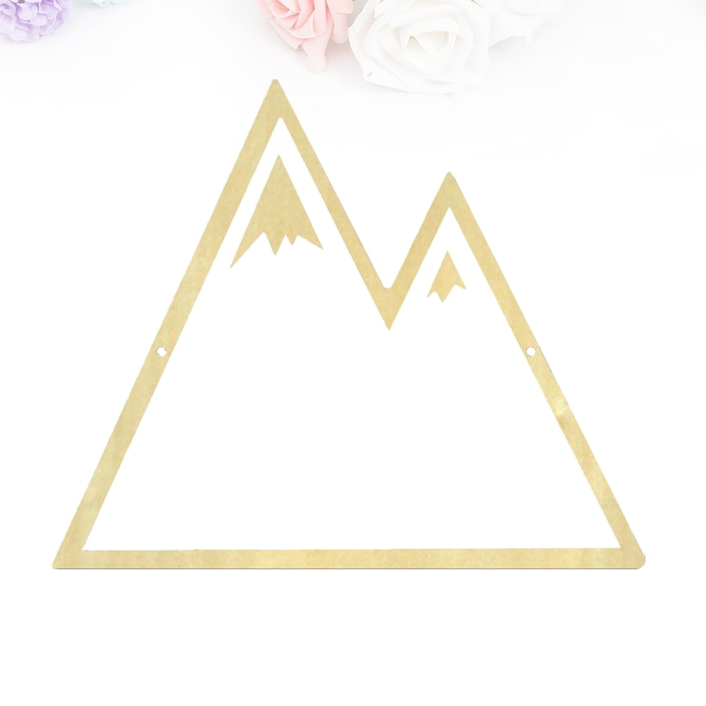 KONTONTY Acrylic Wall Mirror with Wooden Frame Mountain Shape Hanging Decor