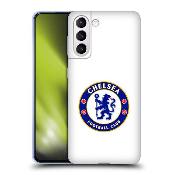 Head Case Designs Officially Licensed Chelsea Football Club Crest Plain White Soft Gel Case Compatible with Samsung Galaxy S21 5G