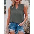 thumbnail image 4 of Women Sleeveless Blouse Ruffles Button V Neck Vest Casual Tops, 4 of 8