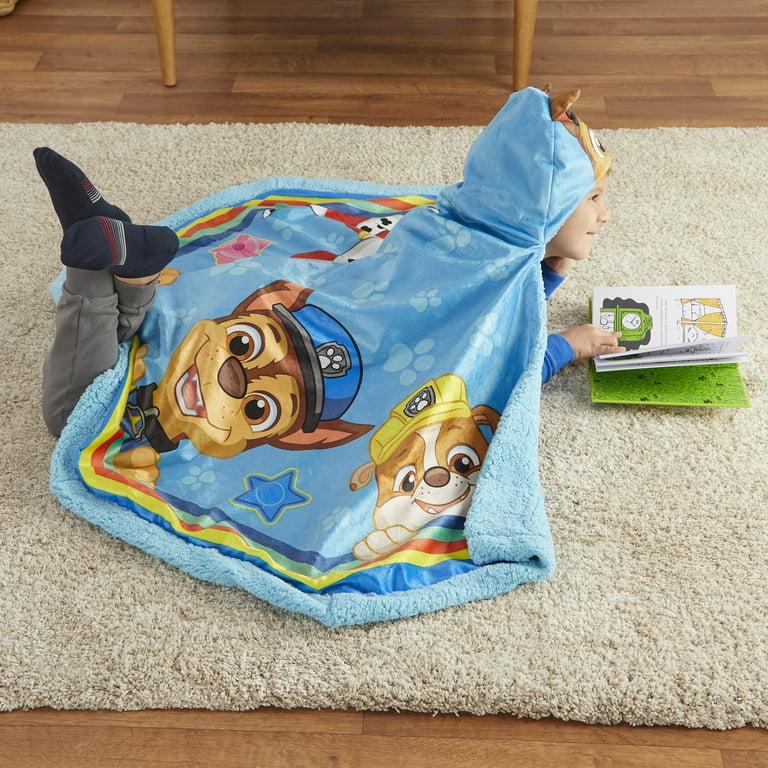 PAW Patrol Kids Sherpa Snuggle Wrap Hoodie Blanket Blue Walmart
