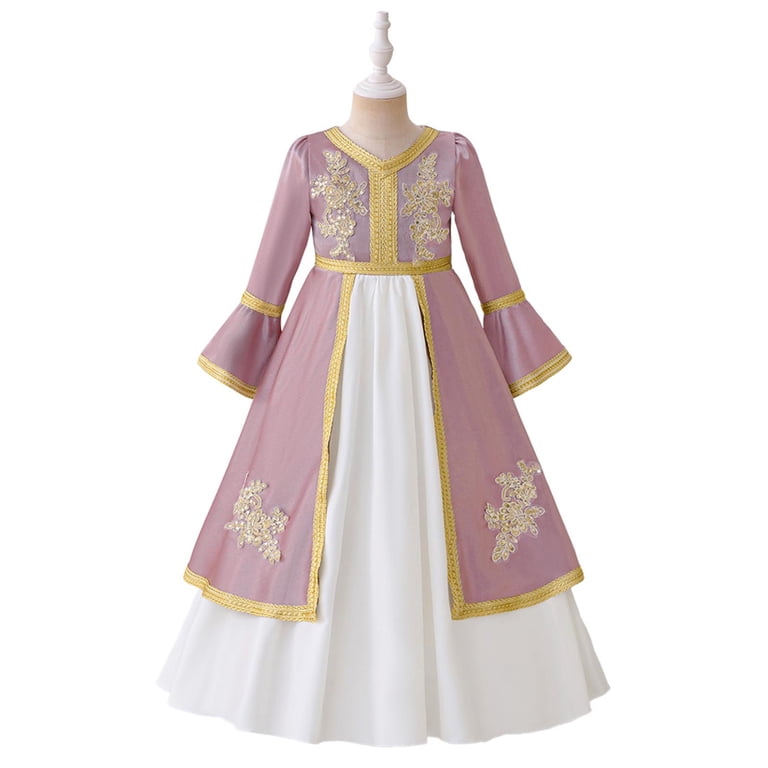 Tqyyweavej Girls Muslim Ramadan Abaya Kids Long Sleeve V Neck Embroidery Lace Prayer Dress Middle East Arabic Kaftan Dress 6m-3y Tqyyweavej Girls Muslim Ramadan Abaya Kids Long Sleeve V Neck Embroidery Lace Prayer Dress Middle East Arabic Kaftan Dress 6m-3y