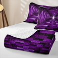 thumbnail image 4 of Castle Fairy Geometric Cube Tunnel Bed Spread Queen 3pcs,Minimalist Block Queen Coverlet Set,Violet Black,1 Quilt and 2 Pillowcases, 4 of 7