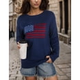 thumbnail image 2 of Pullover Sweaters for Women Y2K American Flag Independence Day Crewneck Fall Winter Knitted Stried Sweaters Warm Long Sleeve Jumper Tops Alsol Lamesa, 2 of 6