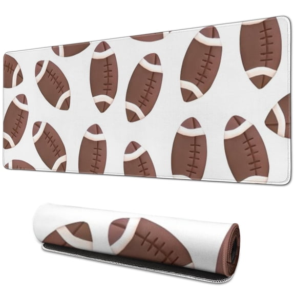 Long Mouse Pads for Desk,Brown Footballs Pattern Desk Mats on Top Of Desks, Desk Mouse Pad Extra Large with 3mm Non-Slip Base and Stitched Edge for Gaming,Office,Work,Home 31.5"x11.8"