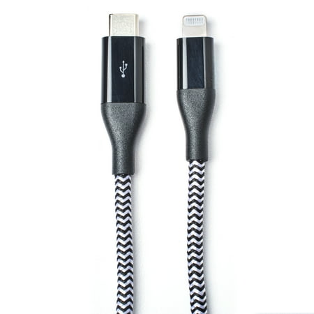 Blackweb Lightning Connector to USB-C Charge Cable 6', Black