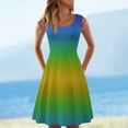 thumbnail image 2 of 2026 ! JINMGG 2026 Summer Dresses under $10.00 Women's Casual Summer Tank Sleeveless Knee Length Pleated Sun Dresses Tie-Dye Gradient Rainbow Floral Print Dress, 2 of 5