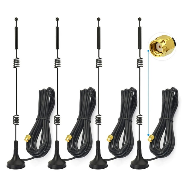 Antena WiFi Bingfu de doble banda de 9 dBi con base magnética, paquete de 4 unidades
