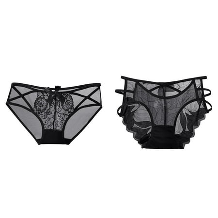 2-Pack Womens Underwear Black Lace Panties High Waisted Plus Size Ladies Brief For Women No Show Concealers Ladies Tights Suite Full Body Womens Undies Size 8 Microfiber Panties for Women