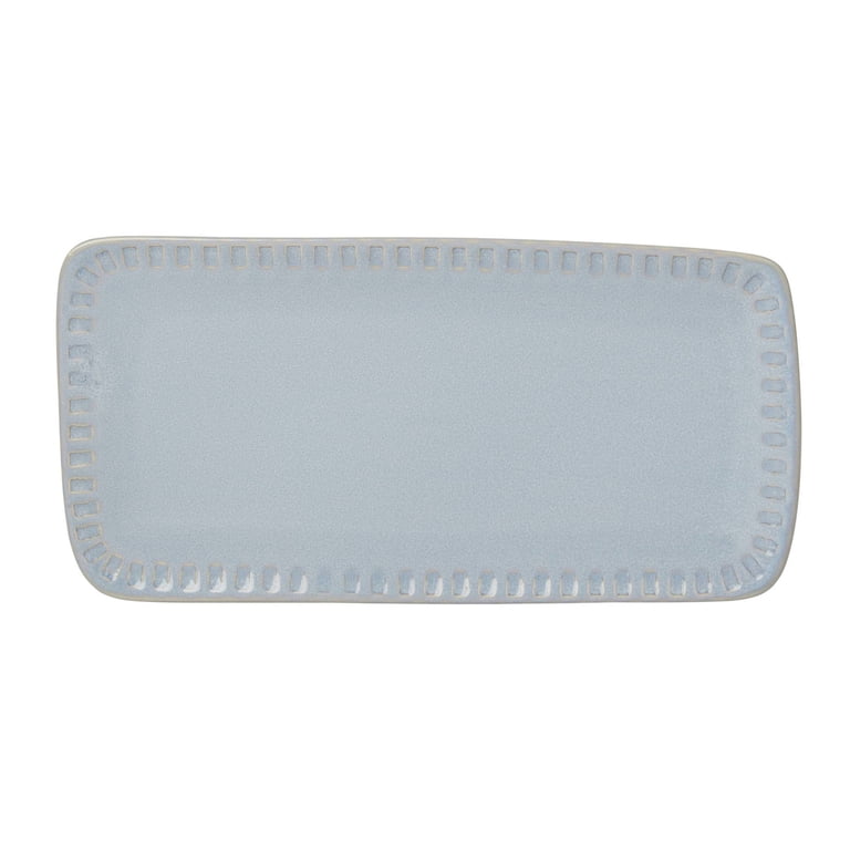 Artisanal Stripe Blue Stoneware Hors d'Oeuvres Tray photo 1
