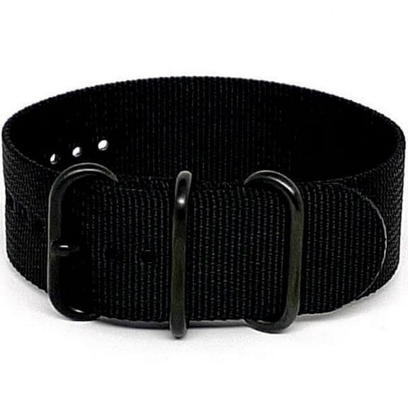 Da Luca Ballistic Nylon Military 1 Piece Watch Strap - Black (PVD Buckle) : 22mm