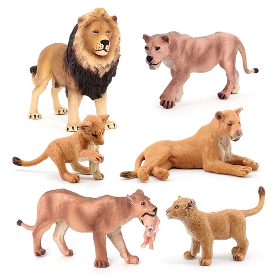 Lion Figures 6PCS Jungle Animal Toys Figurines Decoration Christmas New Year Birthday Gift Education