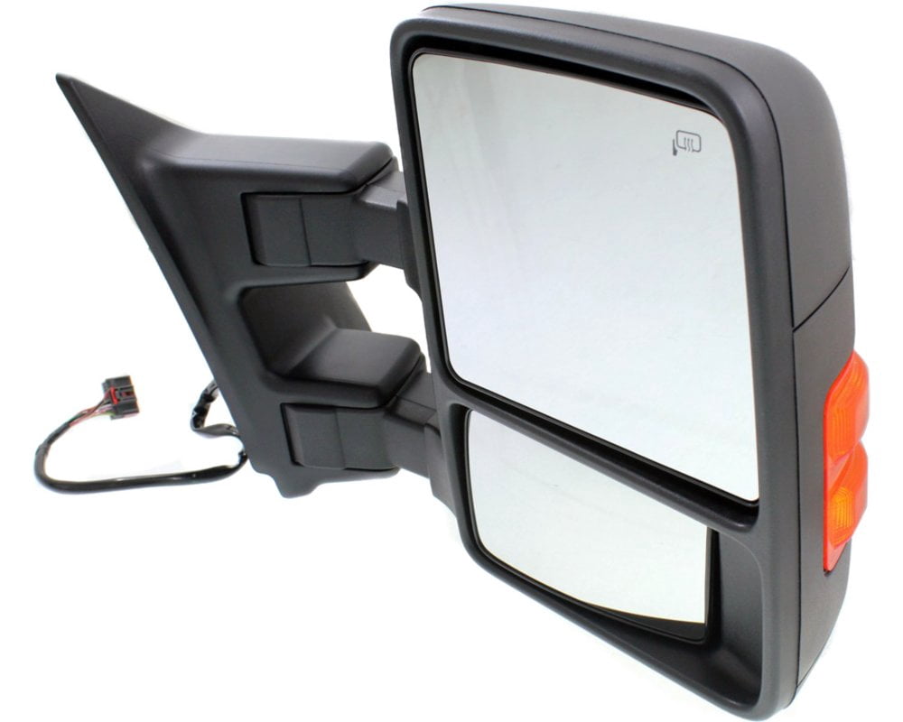 Kool Vue Towing Mirror Compatible With 2008-2010 Ford F-250 Super Duty F-350 Right Passenger Side Heated w/ Blind Spot Corner Glass In-housing Signal Light Textured Black