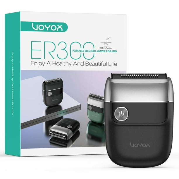 Afeitadora de láminas VOYOR 2 en 1 para hombre, afeitadora eléctrica portátil con cuchillas recargables, afeitadora multifunción para peluquero, afeitadora de viaje lavable IPX6 ER300 (plateada)