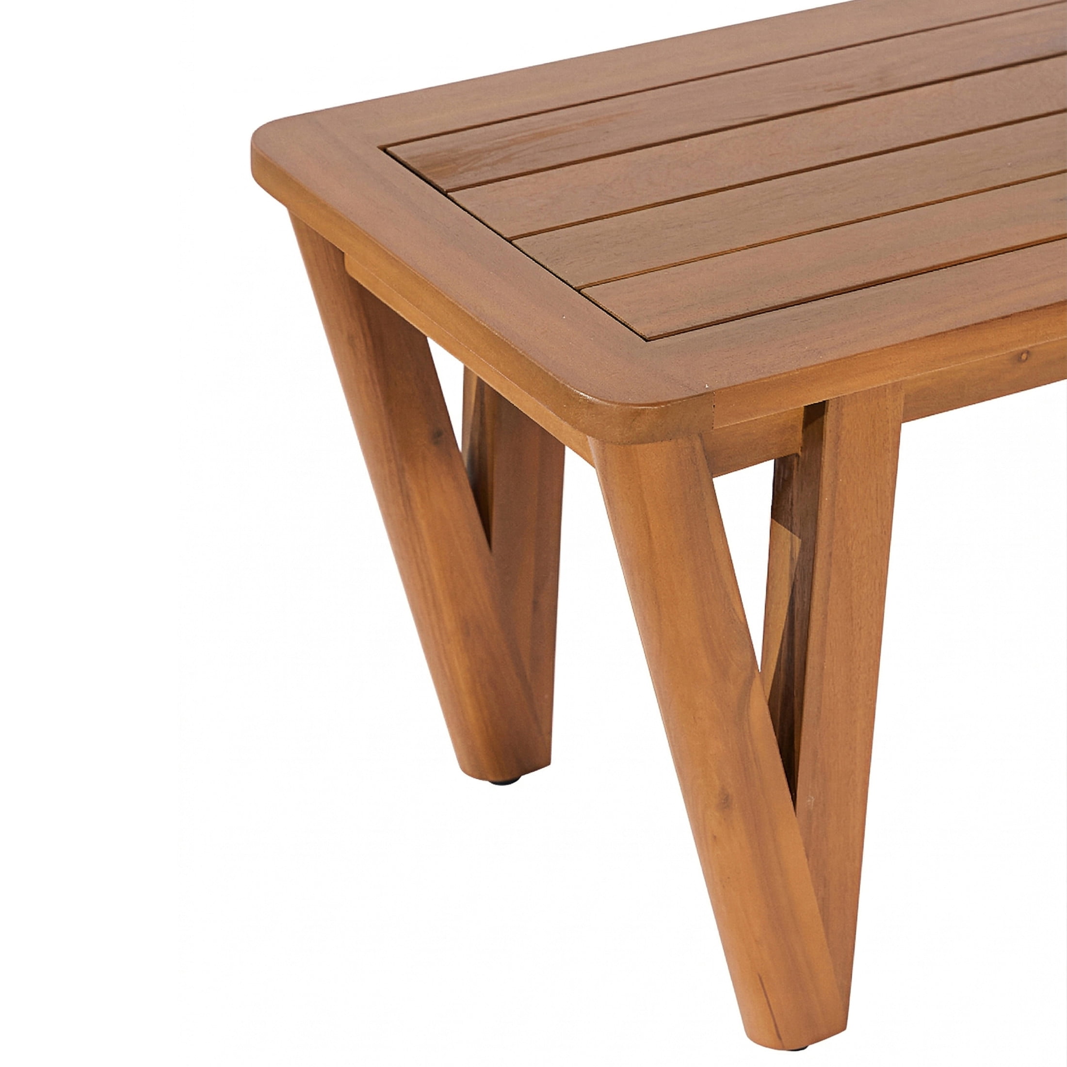 Christopher Knight Home Farmhouse Acacia Wood Outdoor Dining Bench with V-Legs for 2 to 3, Teak