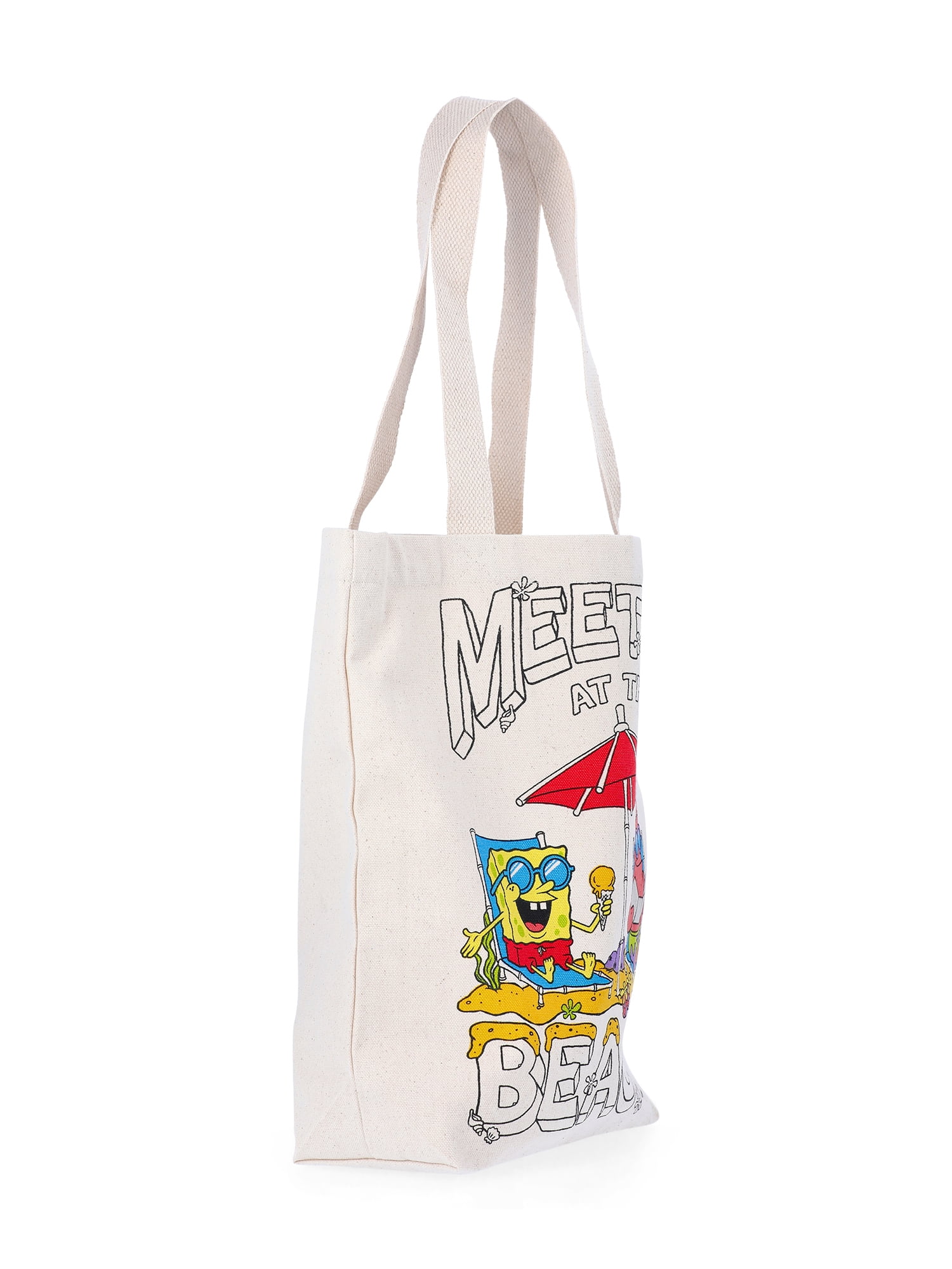 SpongeBob SquarePants Women's 13.5" Tote Bag, Natural Canvas