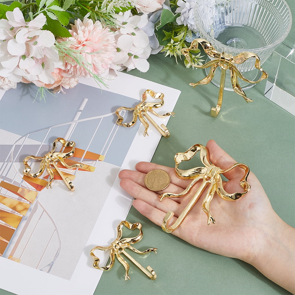 5 Bags 2 Styles Alloy Hook Hangers Bowknot Golden 68~100x66.5~95x17~23.5mm diy