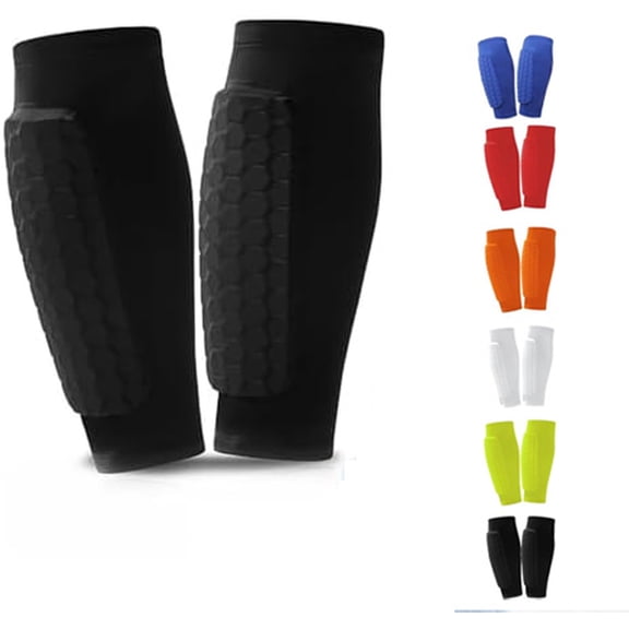 Shin Guards Socks Protective, Football Soccer Leg Sleeves with Shock Absorption Cushion, Breathable Anti-Collision Compression for Sports Running