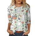 thumbnail image 1 of Outfmvch Chemises de Pâques pour Femmes, Blouses & Hauts, Manches 3/4 Hauts pour Femmes, T-Shirts Graphiques, T-Shirts Imprimés de Pâques Mignons Col Rond Manches Trois-Quarts, Chandails en Molleton Col Rond Femmes Vert S, 1 of 4