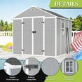 thumbnail image 5 of 6x6 FT Storage Shed, Waterproof Resin Outdoor Storage Shed with Floor & Window &  Lockable Doors and  Vents, Tool Shed for Bike, Garden, Backyard,Lawn, All Weather Use, Light Grey, 5 of 27