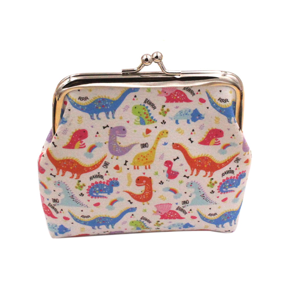 Women Cute Cat Dinosaur Gift Leather Wallet Large Capacity Zipper Travel Wristlet Bags Clutch Cellphone Bag