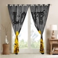 thumbnail image 4 of YST Aesthetics Rose Window Curtains 38"Wx45"L Retro Black Grey Yellow Floral Blackout Curtains Rustic Farmhouse Rose Window Curtains For Bedroom Valentine'S Day Window Treatments 2 Panels, 4 of 6