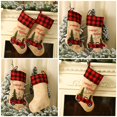 thumbnail image 2 of 2Pcs Burlap Christmas Stocking Red and Black Plaid Cuff Mantel Decoration Gift Holder for Party Family Holiday Xmas, 2 of 6