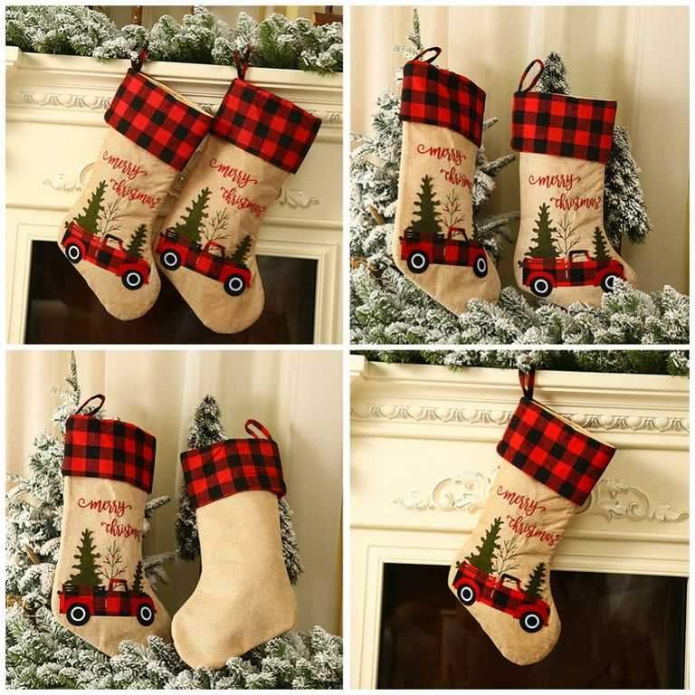 Christmas Stockings Plaid Christmas Stocking 2 Pack Red Vintage